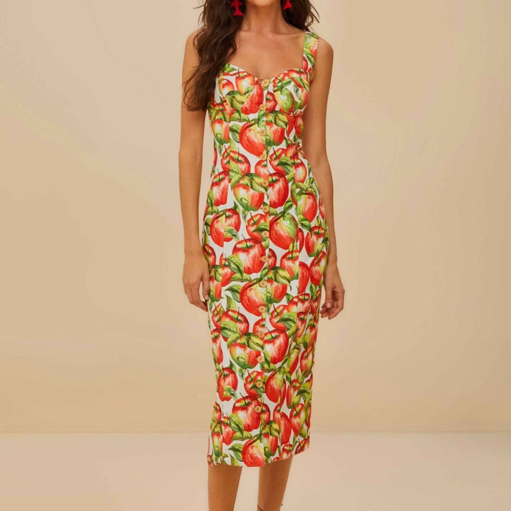 FARM Rio • Off-White Apple Lenzing™ Ecovero™ Euroflax™ Midi Dress